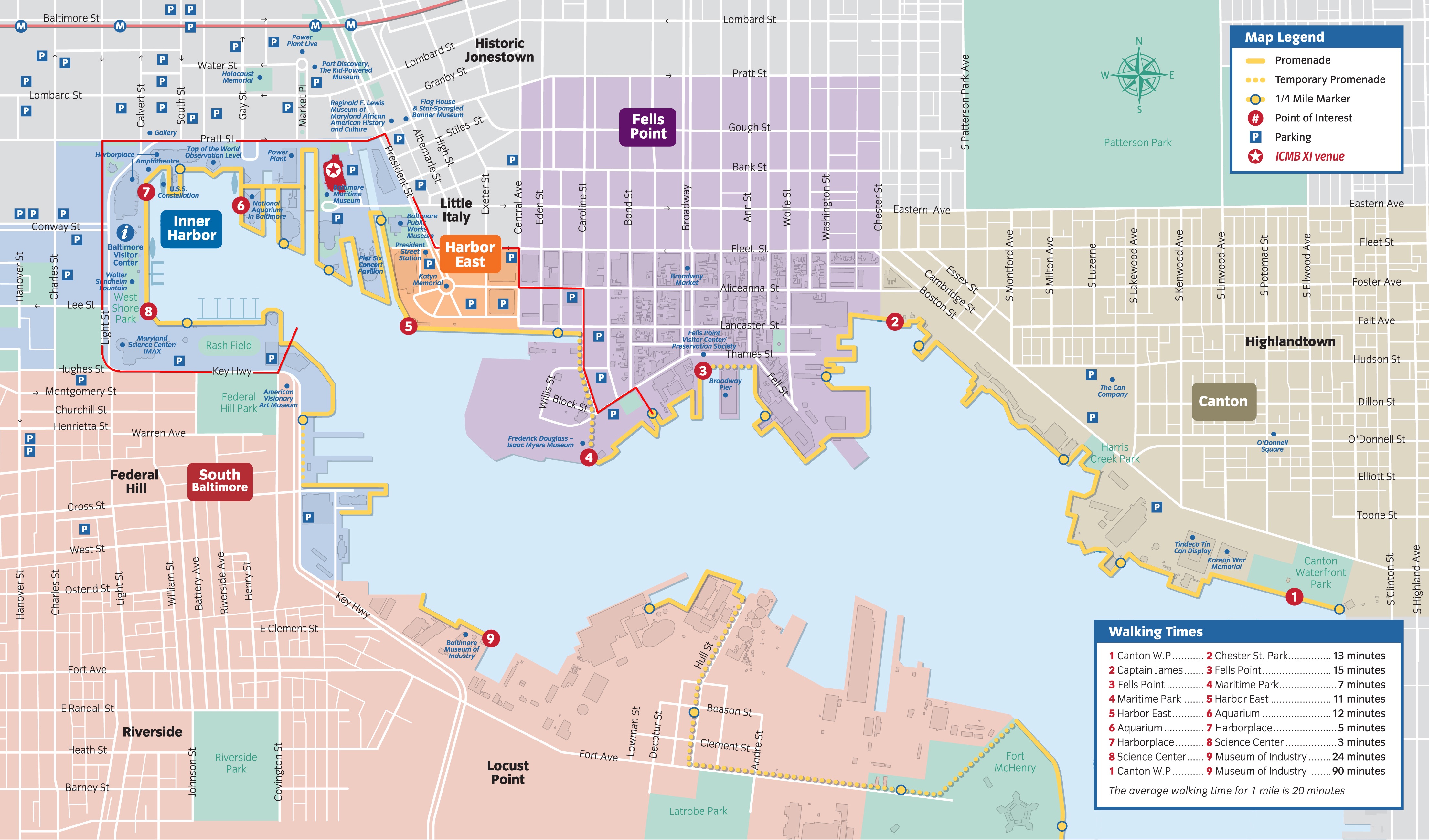 Map of Baltimore's waterfront neighborhoods