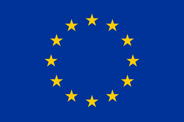 European Union flag: twelve yellow stars in a circle on navy blue